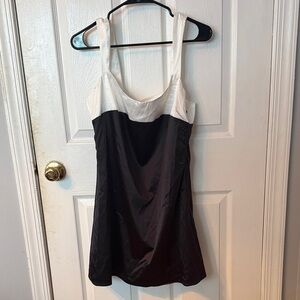 Odette Satin Mini Dress: Classic Black & White Slip Dress